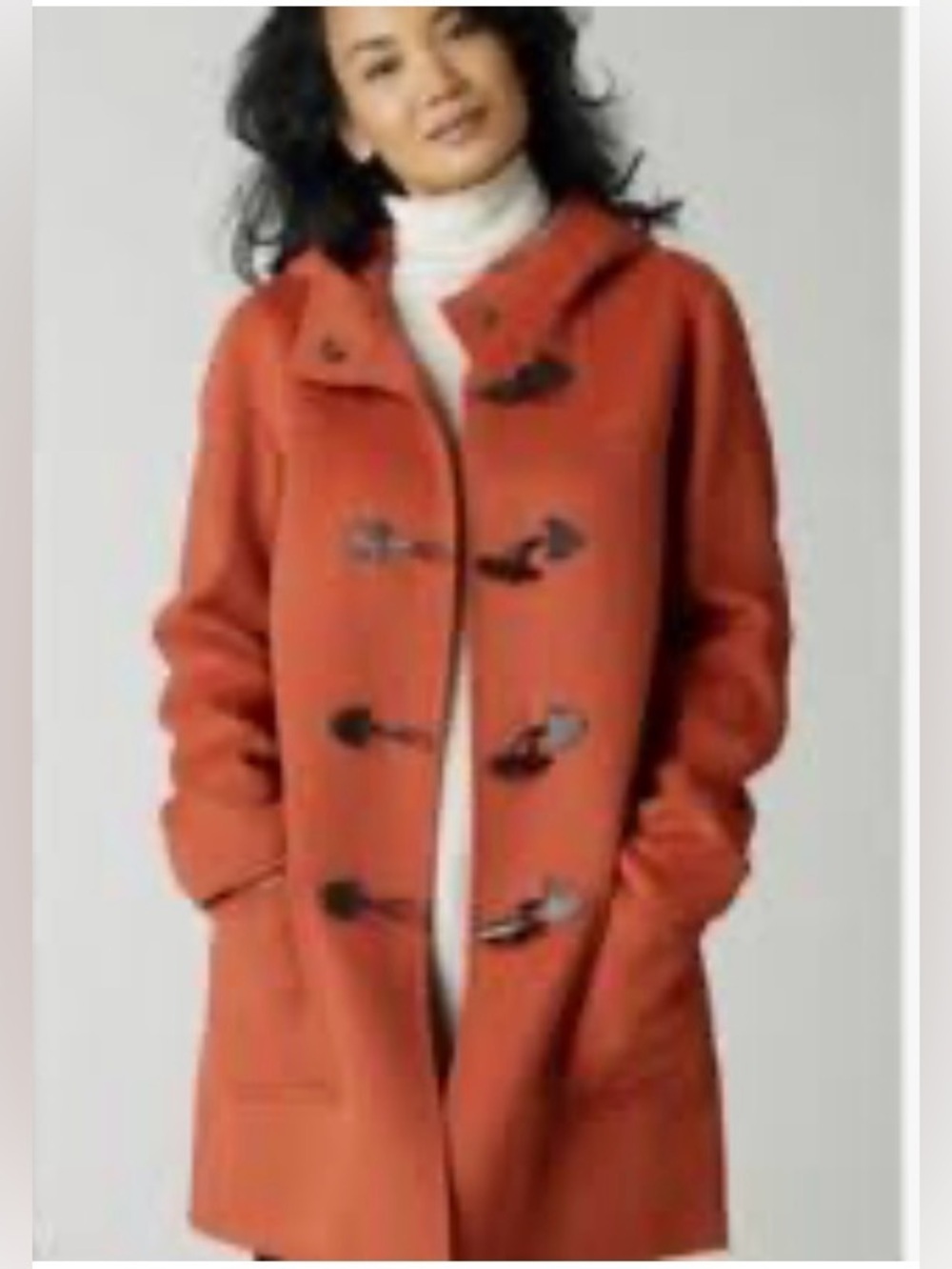 J. Jill Womens Hooded Coat Size: L
Orange Fang Buttons Long Sleeve Wool
Blend